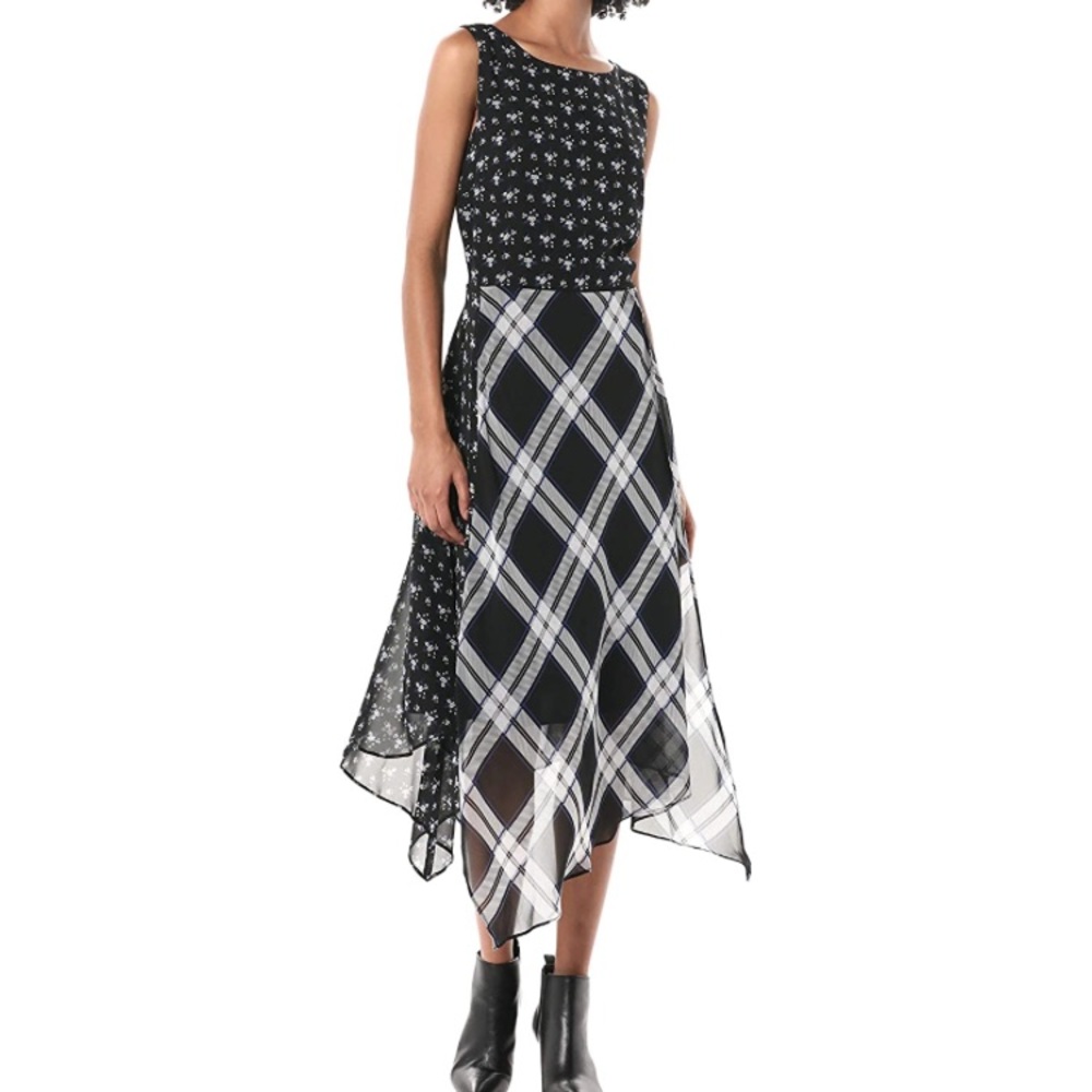 Vince Camuto Mixed Print Handkerchief Hem Dress 6